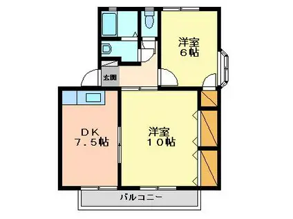 グランドールQ(2DK/1階)の間取り写真