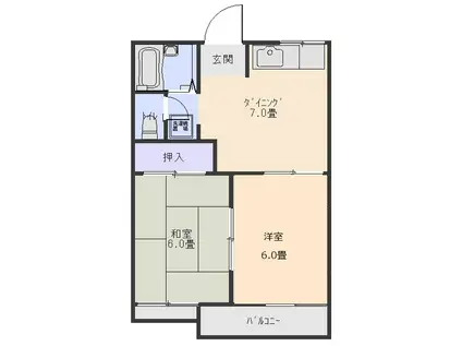 ファミール富士(2DK/1階)の間取り写真