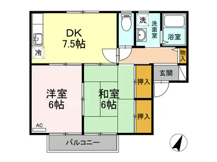 エスポアール弐番館(2DK/2階)の間取り写真