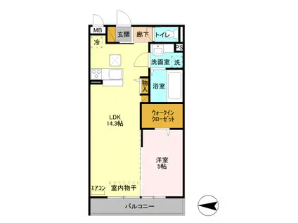 クレセント(1LDK/1階)の間取り写真