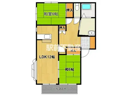 ビューテラスA棟(2LDK/1階)の間取り写真