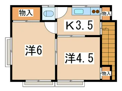 山田荘(2K/2階)の間取り写真