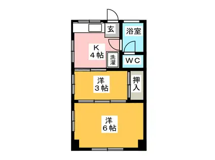 明豊マンション(2K/2階)の間取り写真