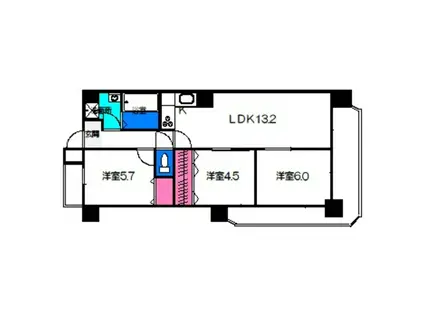 クリア・クレセント住之江(3LDK/5階)の間取り写真