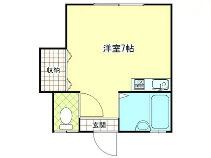 てのひら荘(ワンルーム/1階)の間取り写真