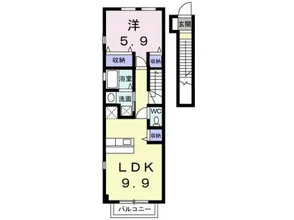 ブリアン(1LDK/2階)の間取り写真