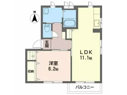 シャーメゾンさくら通A(1LDK/2階)の間取り写真