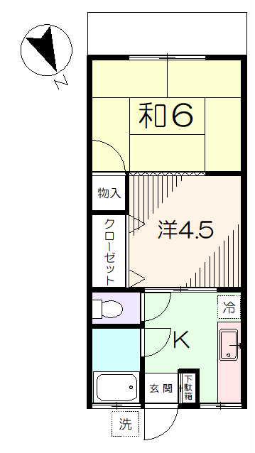 ハイムふづき(2K/1階)の間取り写真