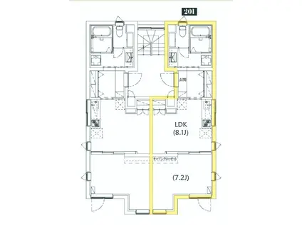 TS RESIDENCE 白金高輪(1LDK/2階)の間取り写真