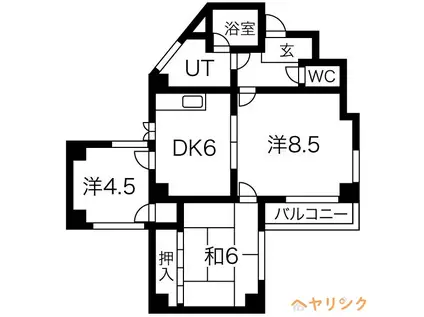 キャッスル上小田井(3DK/4階)の間取り写真