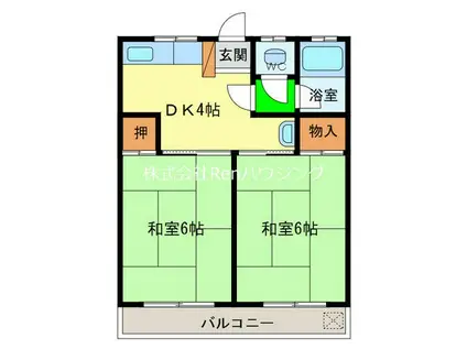 矢田荘(2DK/2階)の間取り写真