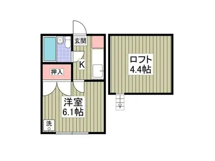 東武東上線 高坂駅 徒歩10分 2階建 築33年(ワンルーム/1階)の間取り写真