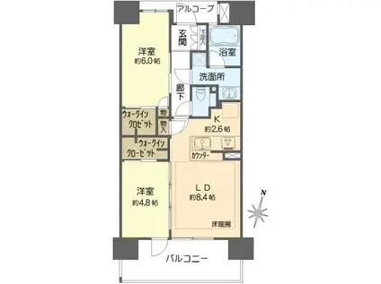 リビオレゾン梅田カサーレ(2LDK/13階)の間取り写真