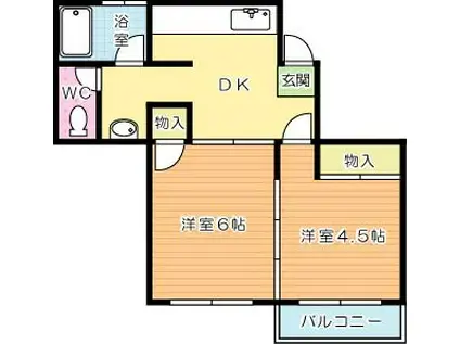 西小倉129(2DK/1階)の間取り写真
