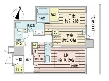 ONE札幌ステーションタワー(2LDK/34階)の間取り写真