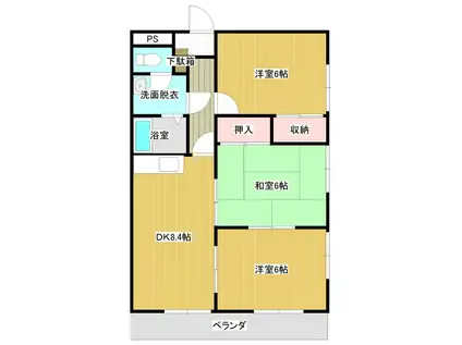 飯田マンションはまなす(3DK/2階)の間取り写真