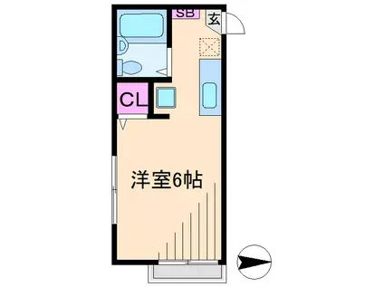 メゾンオオヤマB(ワンルーム/1階)の間取り写真