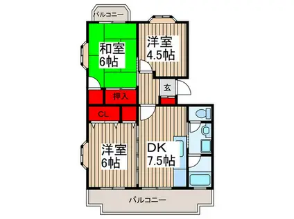 芝富士ハイツ(3DK/1階)の間取り写真