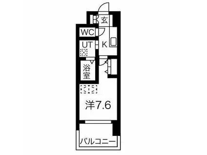 CUORE(1K/3階)の間取り写真