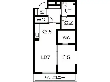 CRESCENT小松(1LDK/1階)の間取り写真