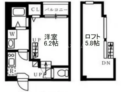 ハーモニーテラス河岸町II(1K/1階)の間取り写真