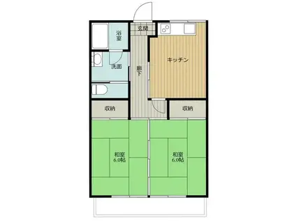 コーポマルワ2番館(2DK/2階)の間取り写真