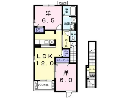 エテルノ・A・K・TI(2LDK/2階)の間取り写真