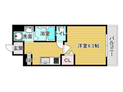 METROSA弁天町(1K/3階)の間取り写真