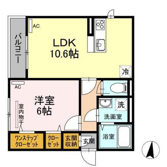 カーサ・アッザレア(1LDK/2階)の間取り写真
