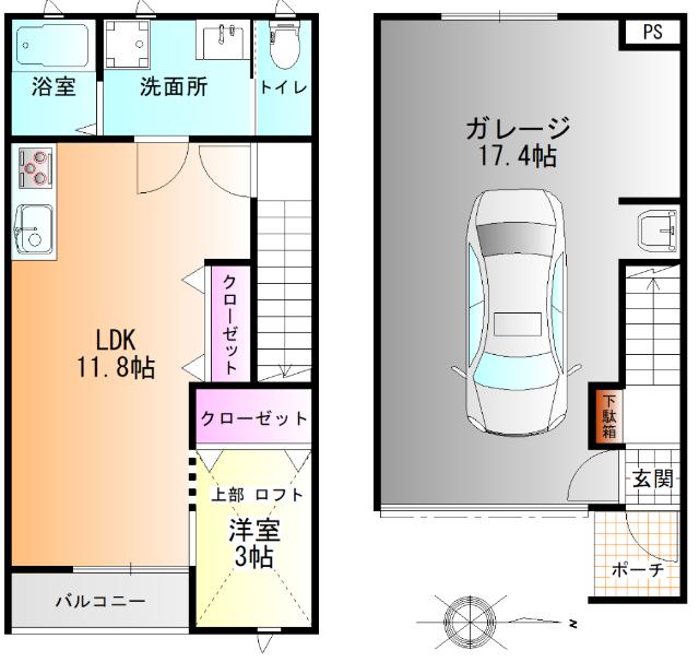 KAMISUWA-BASE(1LDK/1階)の間取り写真