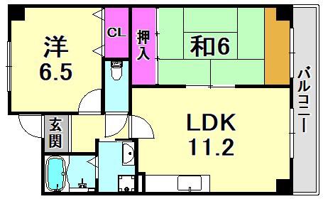 ファミリアル門戸(2LDK/3階)の間取り写真