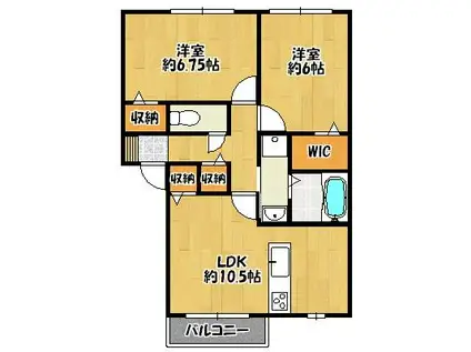 サンビレッジ瑞景G棟(2LDK/2階)の間取り写真