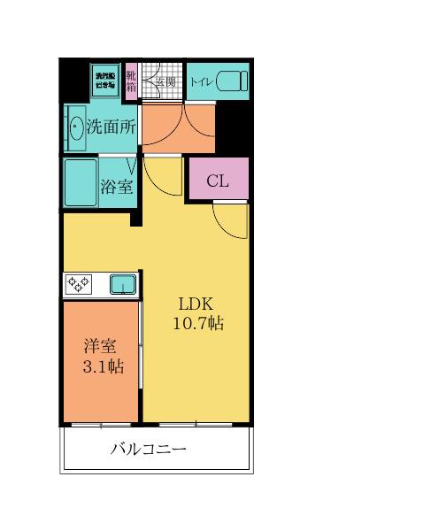 ERDE三萩野エルデ三萩野(1LDK/7階)の間取り写真