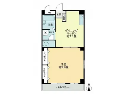 フィネス新開(1DK/1階)の間取り写真