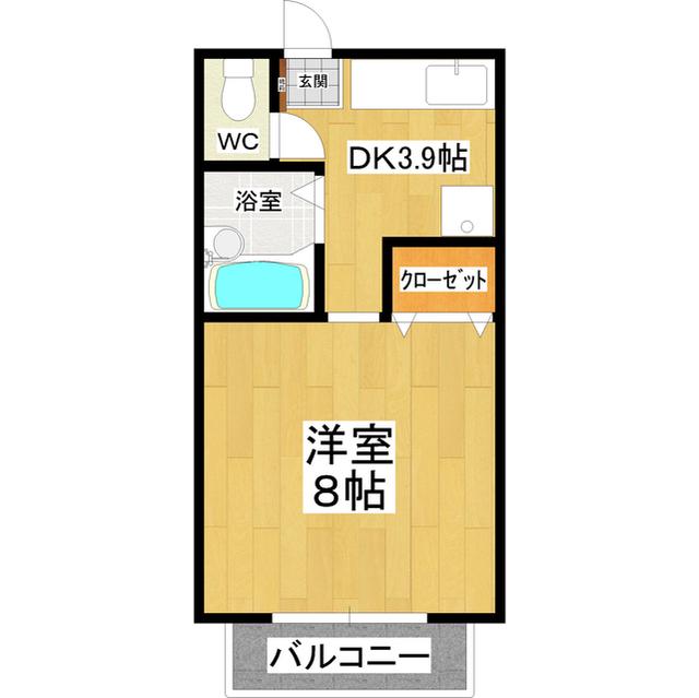 グリーンハウス八坂前A棟(1DK/2階)の間取り写真