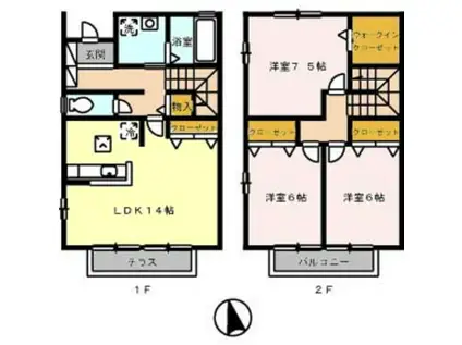 ハートポジションII(3LDK/1階)の間取り写真