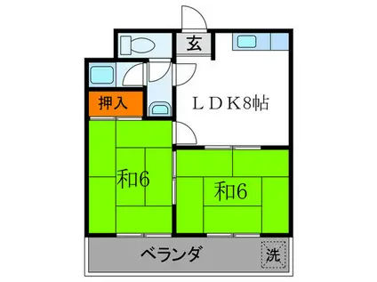 第二京洛(2LDK/1階)の間取り写真
