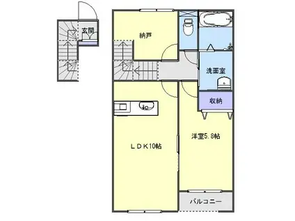 クレアージュ小中野A(1SLDK/2階)の間取り写真