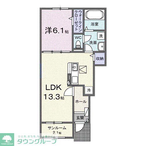 アミュレット(1LDK/1階)の間取り写真