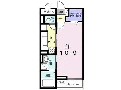 ソラティオ(1K/2階)の間取り写真