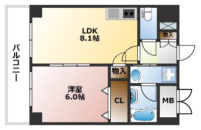 ラピスラズリ(1LDK/4階)の間取り写真