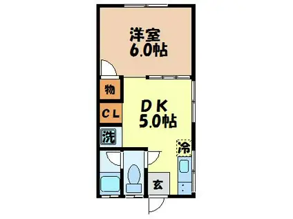 クレゾンタム青山(1DK/2階)の間取り写真