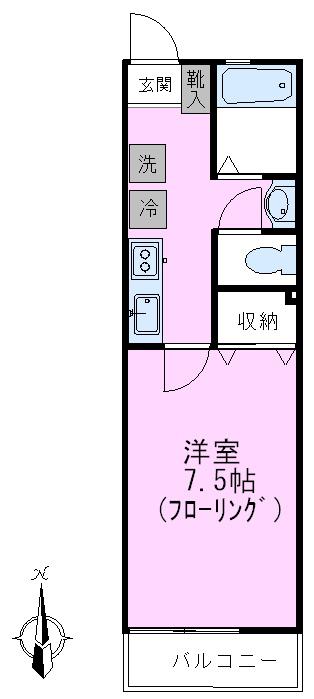 レジデンス・ウエスト(1K/1階)の間取り写真