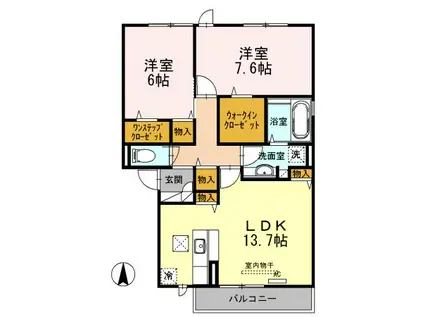 RE・EARTHの杜 はな(2LDK/1階)の間取り写真