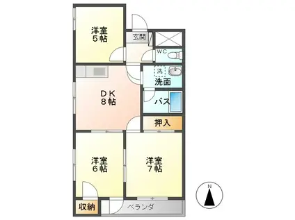 ロイヤルコーワ(3DK/3階)の間取り写真