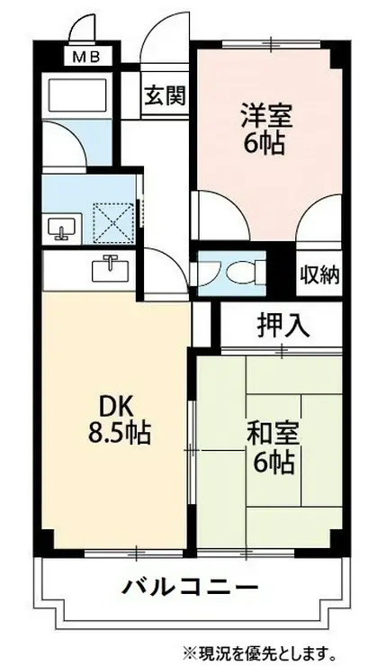 フローラル行徳 3階階 間取り