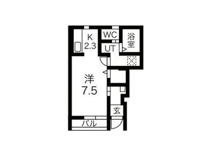 KINGDOMII(1K/1階)の間取り写真