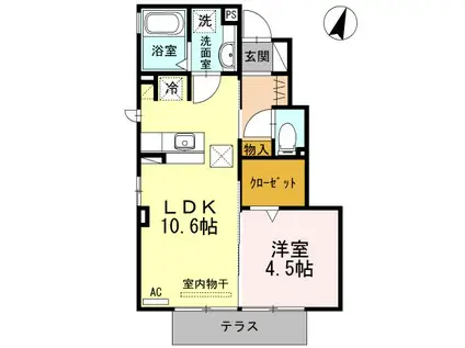 ベリーヴィレッジ C棟(1LDK/1階)の間取り写真