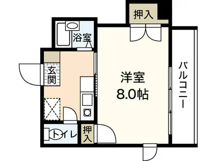 パルコーポ新宮(1K/2階)の間取り写真