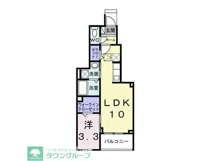 グラン・シャトー武蔵嵐山B(1LDK/1階)の間取り写真
